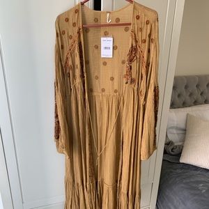 NWT gold/floral free people dress/kimono.